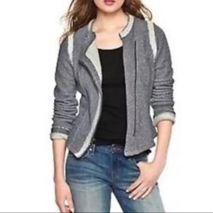 GAP Moto Soft Tweed Zip Up Jacket Raw Edge Detail XS